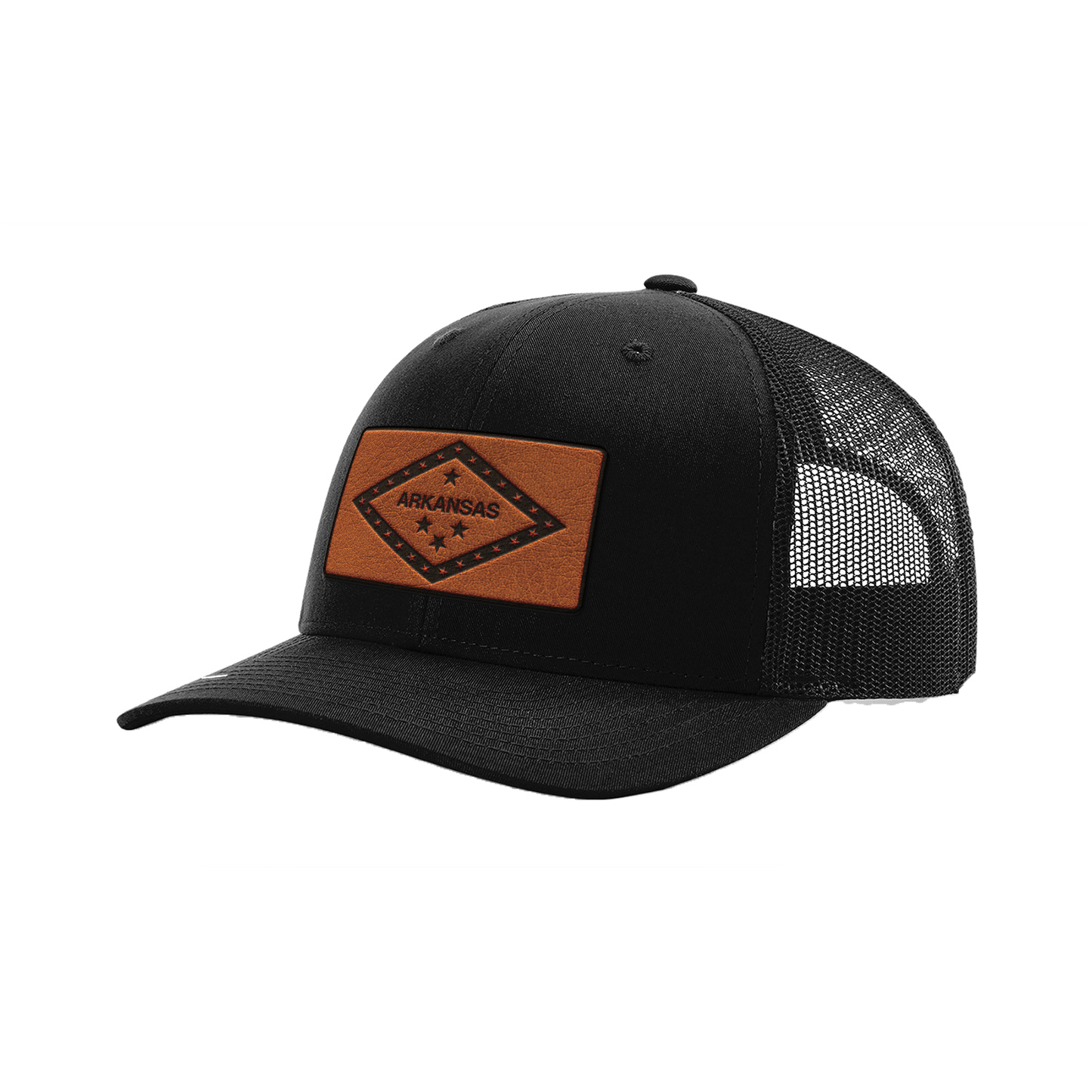 Arkansas Flag Premium Raw Leather Patch Hat
