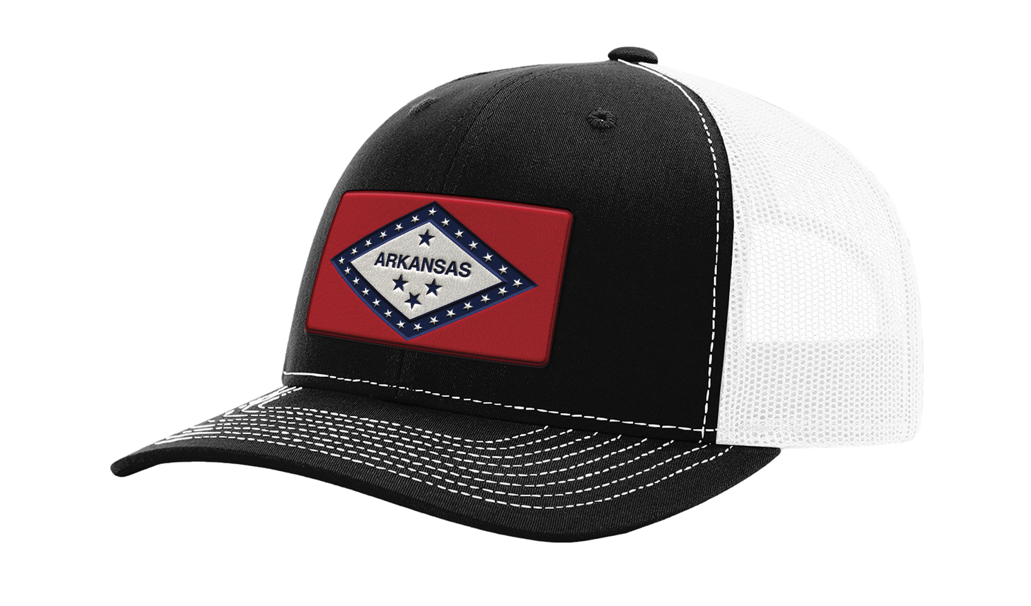 Arkansas Flag Premium Leather Patch Hat